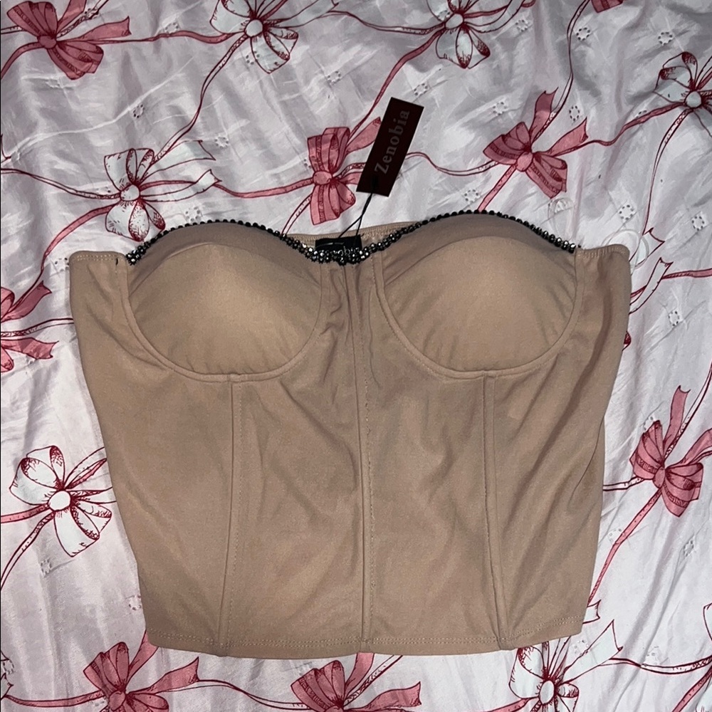 Tan Bustier Crop Top